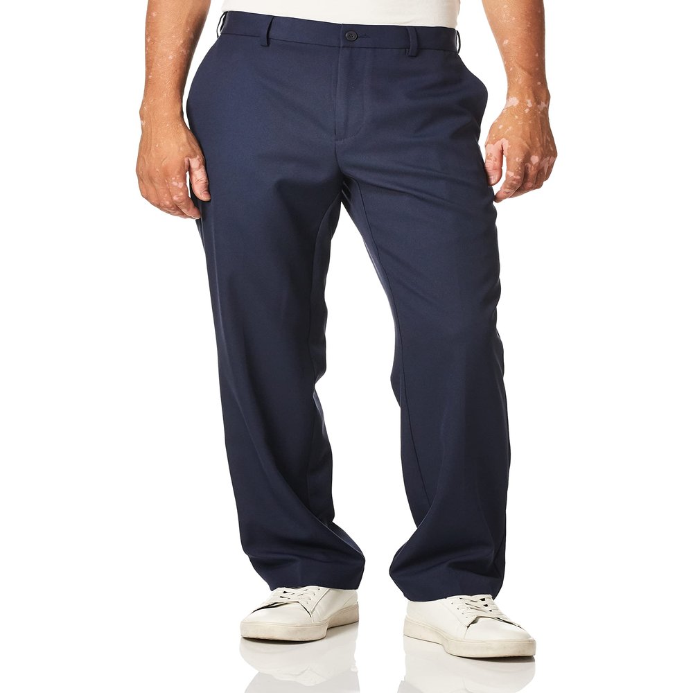 PGA TOUR Men's Flat Front Golf Pant with Expandable Waistband, Black Iris, 30W x 30L