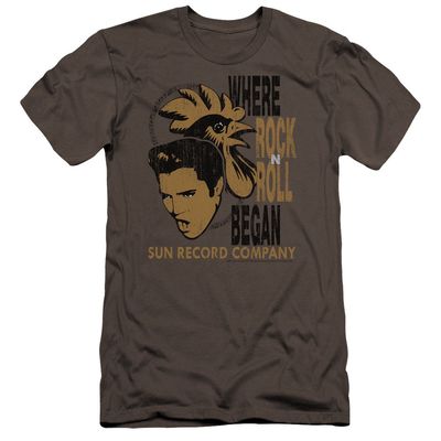 Sun Elvis and Rooster Unisex Adult Canvas Brand T Shirt for Men and Women, 2X-Large Charcoal