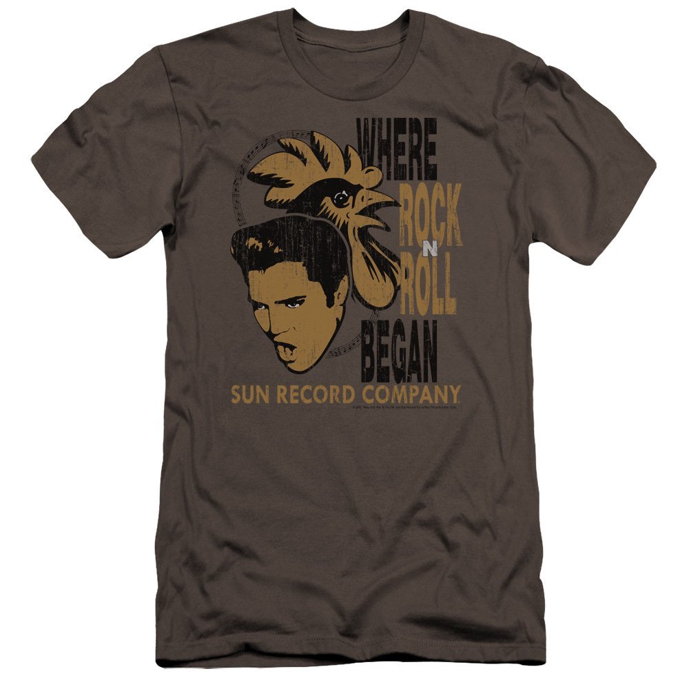 Sun Elvis and Rooster Unisex Adult Canvas Brand T Shirt for Men and Women, 2X-Large Charcoal