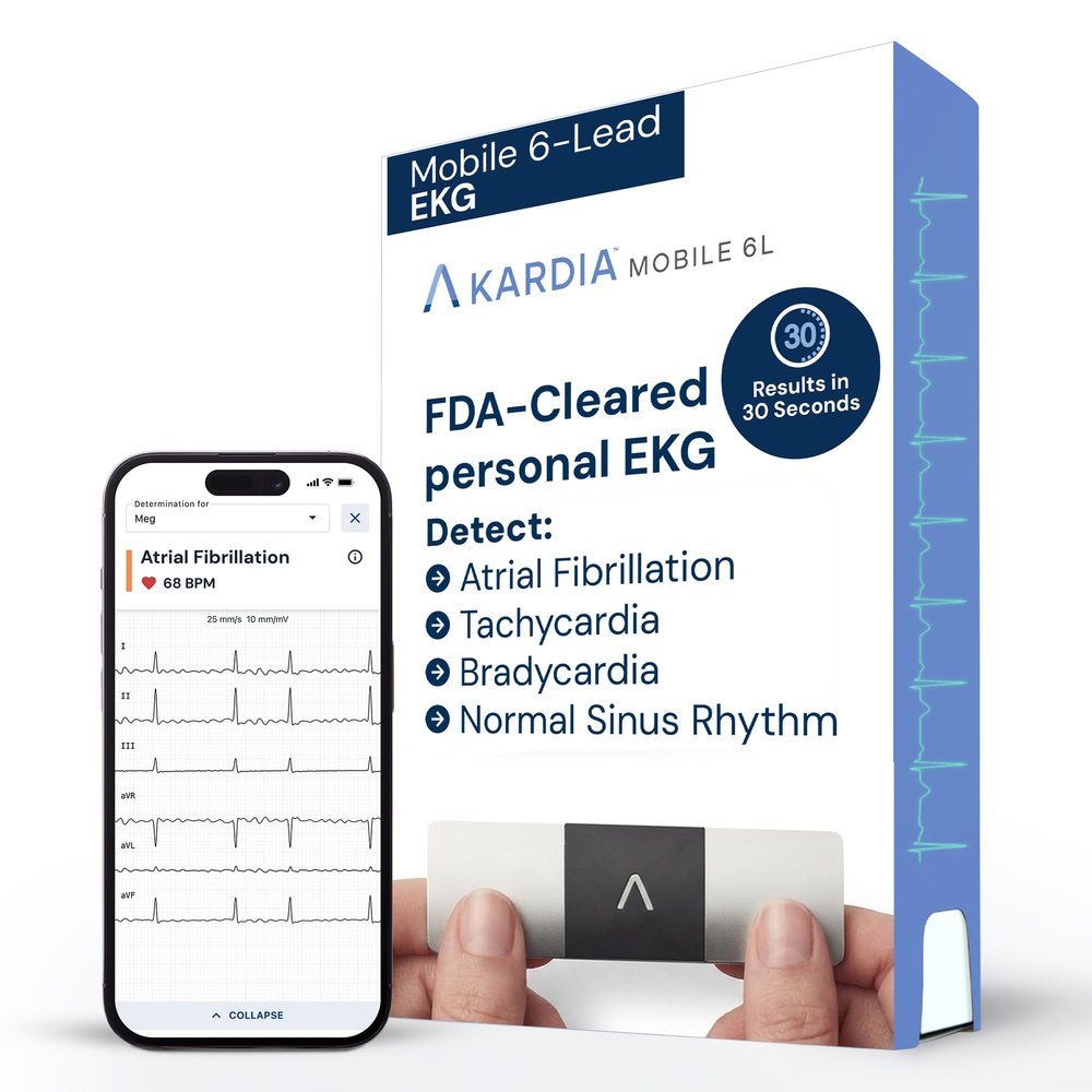 KardiaMobile 6L EKG Monitor, Medical-Grade, FDA-Cleared Heart Monitor, 6 Views of the Heart, Results in 30 Seconds, Unlimited Recordings, Works with Smartphones, HSA&FSA Eligible, Pocket-Size