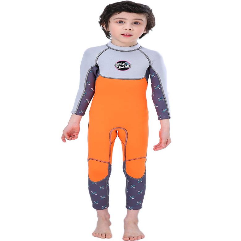 Cokarsey Kids Full Body Wetsuit 2.5mm Neoprene Back Zipper Sun Protection Thermal Swimsuit for Boys