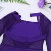 ranrann Girls Ballet Dance Cutout Back Long Sleeves Mesh Splice Gymnastics Leotard Tumblewear Purple 3-4 view 4
