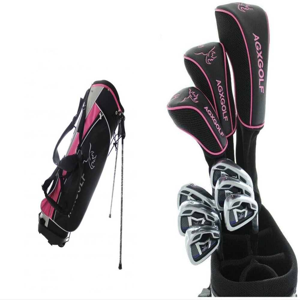 AGXGOLF Ladies Edition Magnum (Pink/Magenta) Right Hand Complete Golf Set: 460 Driver, 3 Wood, 3 Hybrid + 5-9 Irons + Pitching Wedge+Stand Bag; Ladies Flex; Petite Length: USA!