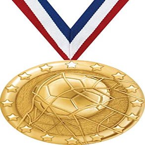 Crown Awards Soccer Medal, 2" Shiny Gold Soccer Medals for Kids with Free Custom Engraving 50 Pack