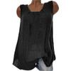 Wokasun.JJ Womens Cotton Linen Blouse,Ladies Sleeveless Baggy T-Shirt Vest Summer Fashion Plus Size Tee Blouse Tank Tops(Black,L) view 2