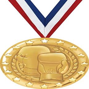 Crown Awards Boxing Medal, 2" Shiny Gold Boxing Medals for Kids with Free Custom Engraving 50 Pack