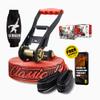 GIBBON ClassicLine Slackline Kit with TreeWear - 49ft Slack Line Set - 41ft x 2 Line & 8ft Ratchet Strap with Reinforced Loop, Signature Ratchet view 1