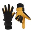 OZERO Winter Thermal Gloves for Men Women, Cold Proof Warm Glove for Driving, Cycling, Hiking, Skiing - Deerskin Suede Leather Gloves, Water-Resistant Windproof, Tan-Black Medium view 1