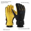 OZERO Winter Thermal Gloves for Men Women, Cold Proof Warm Glove for Driving, Cycling, Hiking, Skiing - Deerskin Suede Leather Gloves, Water-Resistant Windproof, Tan-Black Medium view 3