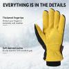 OZERO Winter Thermal Gloves for Men Women, Cold Proof Warm Glove for Driving, Cycling, Hiking, Skiing - Deerskin Suede Leather Gloves, Water-Resistant Windproof, Tan-Black Medium view 4