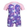 Freebily Infant Baby Girls Short Sleeves Flower Flamingo Rash Guard Tshirt Swimsuit Front Zipper Bather Surfing Suits Pink&Lavender 0-6 Months view 1