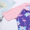 Freebily Infant Baby Girls Short Sleeves Flower Flamingo Rash Guard Tshirt Swimsuit Front Zipper Bather Surfing Suits Pink&Lavender 0-6 Months view 2