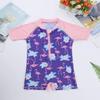 Freebily Infant Baby Girls Short Sleeves Flower Flamingo Rash Guard Tshirt Swimsuit Front Zipper Bather Surfing Suits Pink&Lavender 0-6 Months view 4