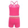 Alvivi Kids Girls Sports Dance Crop Top with Booty Shorts Outfit Costumes Gymnastics Leotard Dancing (Fish Scale Rose Red, 3-4) view 2