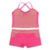 Alvivi Kids Girls Sports Dance Crop Top with Booty Shorts Outfit Costumes Gymnastics Leotard Dancing (Fish Scale Rose Red, 3-4) view 3