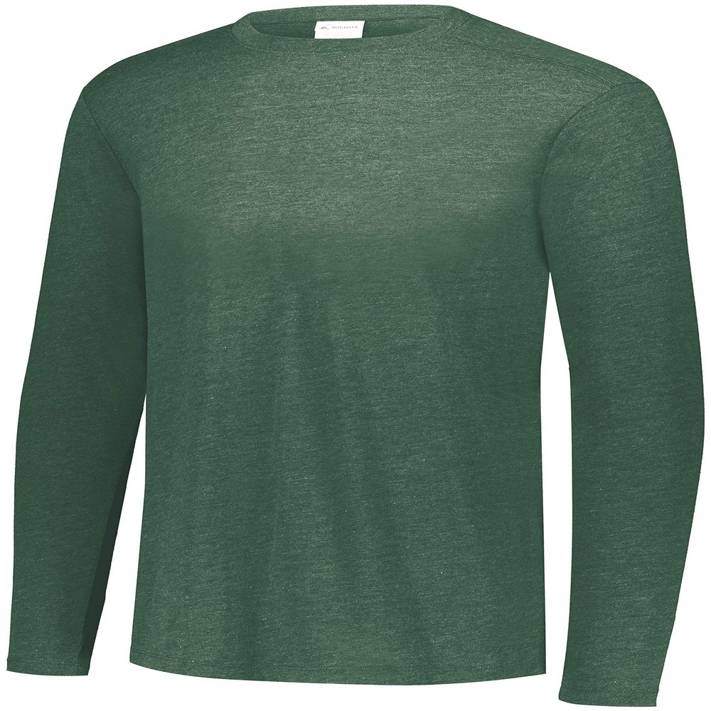 Augusta Sportswear Tri-Blend Long Sleeve Crew, Dark Green Heather, 3XL