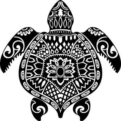 EW Designs Hawaiian Honu Turtle Tortoise with Tribal Pattern Vinyl Decal Bumper Sticker (4" Tall)
