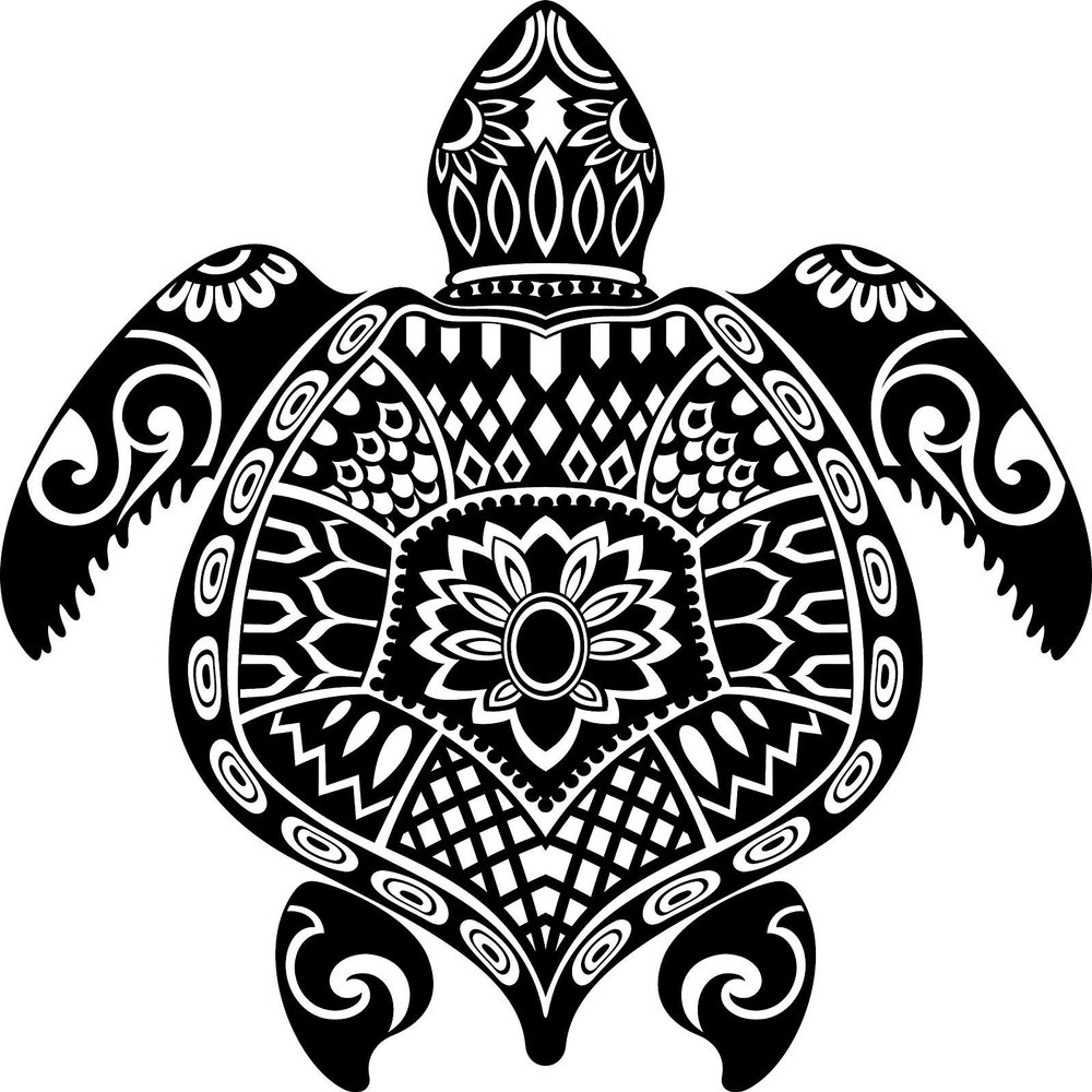 EW Designs Hawaiian Honu Turtle Tortoise with Tribal Pattern Vinyl Decal Bumper Sticker (4" Tall)