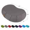 FelizMax Crescent Zafu Meditation Pillow D=17" W=11" H=5.5" Zabuton Yoga Bolster Meditation Cushion Floor Pouf Yoga Pillow Zippered Organic Cotton Cover Natural Buckwheat Kneeling Pillow Large-Grey view 2