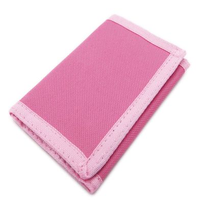 RFID Trifold Canvas Outdoor Sports Wallet for Kids - Front Pocket Wallet with Magic Sticker (Pink)
