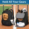 MATEIN Youth Baseball Bag, Softball Bag with Cleats Pocket for Girls, Boys, Adult, Large Baseball Backpack for Men with Fence Hook- Hold 2 Bats, Batting Mitten, Helmet, Caps, Teeball Gear view 3