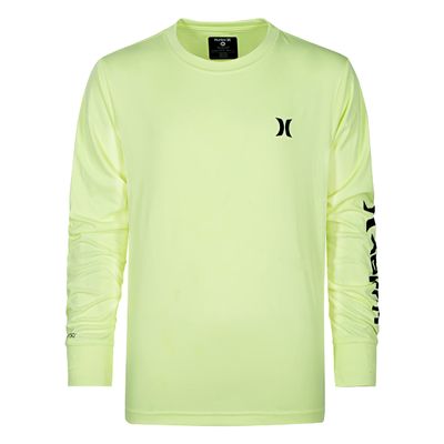 Hurley Boys' Long Sleeve Rash Guard Shirt, Volt Glow Heather, 4