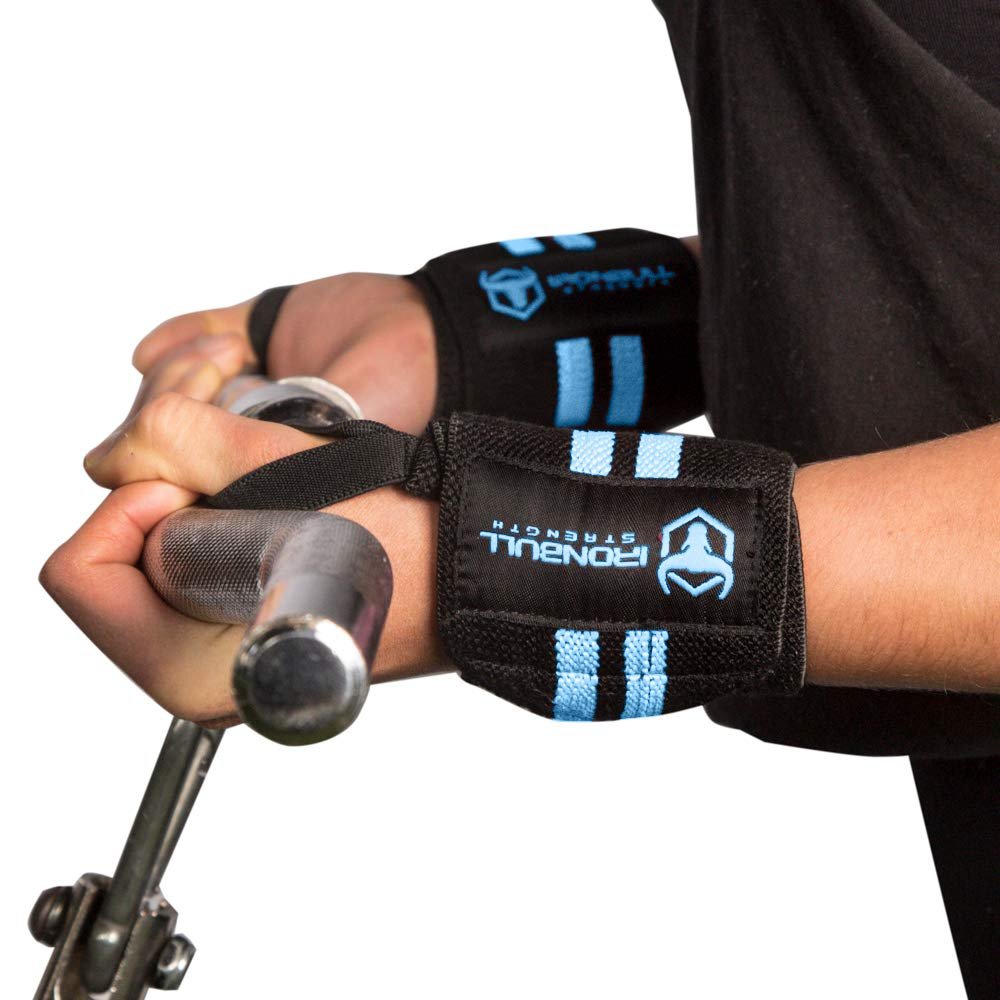 Women Wrist Wraps with Thumb Loops - 12" Professional Grade - Wrist Support Brace and Compression for Cross Training, Weight Lifting, Powerlifting, Strength Training (Black/Blue)