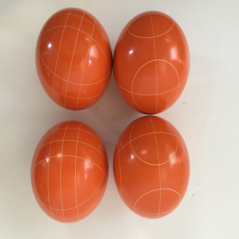 BuyBocceBalls Listing - Pack of 4-107mm Bocce Balls - Orange with 2 Different Scoring Patterns