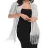 BANETTETA Silver Shawls and Wraps for Evening Dresses Shall for Women Dressy Shawls for Evening Wear Transparent Scarf for Dresses (Silver) view 3