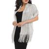 BANETTETA Silver Shawls and Wraps for Evening Dresses Shall for Women Dressy Shawls for Evening Wear Transparent Scarf for Dresses (Silver) view 4