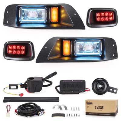 10L0L Golf Cart Headlight Kit for EZGO TXT (1995-2013) - 12V/36V/48V Street Legal Light Kit with Built-In DC Converter, DRL, Turn Signals & Brake Lights