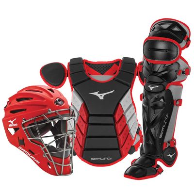 Mizuno Samurai Adult Baseball Boxed Catcher's Gear Set , Black-Red, 16" Men's Adult