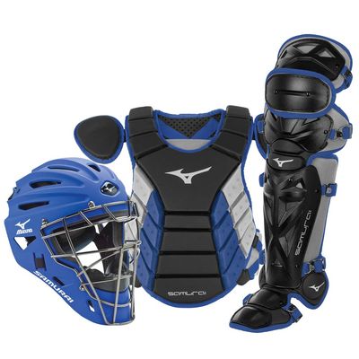 Mizuno Samurai Youth Baseball Boxed Catcher's Gear Set, Black-Royal, 14" Youth Boys