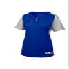 Mizuno Youth Aerolite 2-Button Fastpitch Softball Jersey, Royal-Grey, Medium view 1