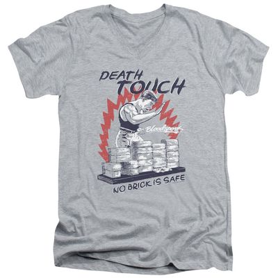 Bloodsport Death Touch Unisex Adult V-Neck T Shirt for Men and Women, 2X-Large Athletic Heather