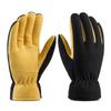 OZERO Winter Gloves for Men Women: -20F Deerskin Waterproof Windproof Leather Polar Fleece Cotton Warm Thermal Insulated Womens Mens Gloves Winter Work Running in Cold Weather-M Tan Black view 1