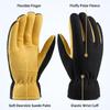 OZERO Winter Gloves for Men Women: -20F Deerskin Waterproof Windproof Leather Polar Fleece Cotton Warm Thermal Insulated Womens Mens Gloves Winter Work Running in Cold Weather-M Tan Black view 3