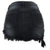 chouyatou Women's Stretch Fit 5-Pocket Irregular Frayed Hem Mini Denim Jean Skirt (Small, Black) view 2