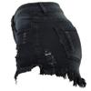 chouyatou Women's Stretch Fit 5-Pocket Irregular Frayed Hem Mini Denim Jean Skirt (Small, Black) view 3