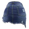 chouyatou Women's Stretch Fit 5-Pocket Irregular Frayed Hem Mini Denim Jean Skirt (Small, Dark Blue) view 2