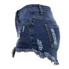 chouyatou Women's Stretch Fit 5-Pocket Irregular Frayed Hem Mini Denim Jean Skirt (Small, Dark Blue) view 3