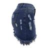 chouyatou Women's Stretch Fit 5-Pocket Irregular Frayed Hem Mini Denim Jean Skirt (Small, Dark Blue) view 4