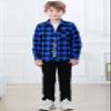 Boys' Flannel Shirt, Button Down Long Sleeve Plaid Flannel Shirt for Kids Toddlers Little & Big Boys Girls, Flannel# Blue + Black, 18-24 Month = Tag 90 view 2