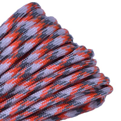 10', 25', 50', 100' Hanks, 250 ft Spool, 1000 Ft Spool of Parachute 550 Cord Type III 7 Strand Paracord - Sneaky Orange Camo - 100 Feet