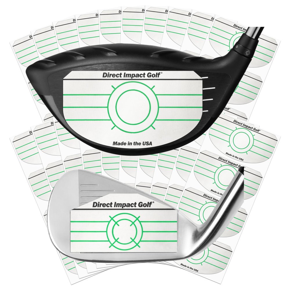 Ultra-Thin Golf Impact Tape by Direct Impact Golf: Combo Pack (100 Driver+100 Iron) Ultra-Thin Golf Impact Tape Labels for Accurate Swing Analysis and Shot Feedback