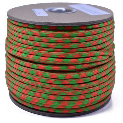 10', 25', 50', 100, 250', 1000' Hanks of Parachute 550 Cord Type III 7 Strand Paracord - Neon Orange and Neon Green 50/50-250 Foot Spools