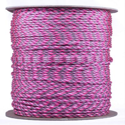 10', 25', 50', 100' Hanks, 250 Ft and 1000Ft Spools of Parachute 550 Cord Type III 7 Strand Paracord - Pretty in Pink - 1000 Ft Spool