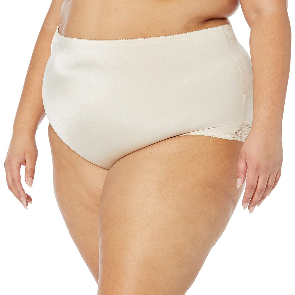 Ahh By Rhonda Shear Women's Lace Trim Brief, Nude, Small