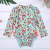 Agoky Baby Toddler Girls Long Sleeve Swimsuit Floral Rash Guard Sun Protection Orange&Green 18-24 Months view 2