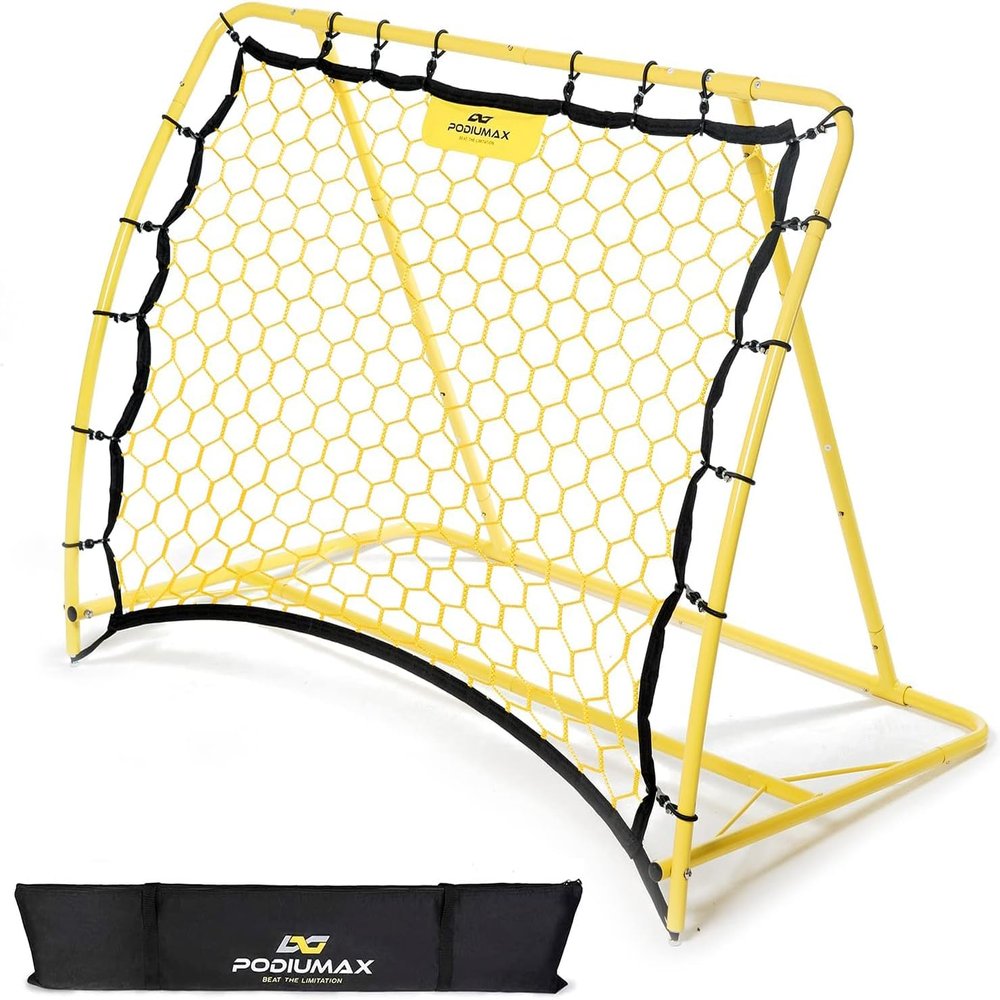 PodiuMax Soccer Rebounder Net, 2 Angle Soccer Bounce Back Net for Control, Passing Practice Training, 4x3ft Excellent Elasticity Rebound with Carry Bag, Portable for Teens & Adults